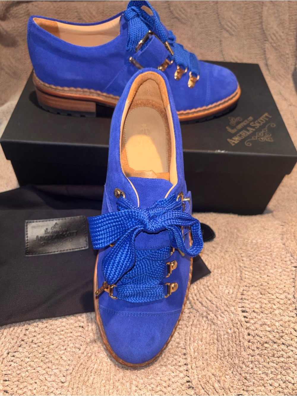 The Office of Angela Scott Mr. Logan Royal Blue Suede Shoes Size 38 EU 8 US